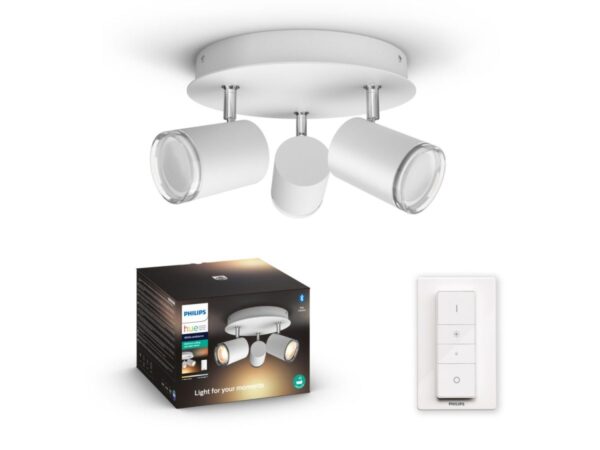 Philips Hue Plafonnier connecté ADORE - 3 spots pour salle de bain - Blanc - 3x5.5W 230V - Blanc - Télécommande Hue incluse - White Ambiance – Image 2